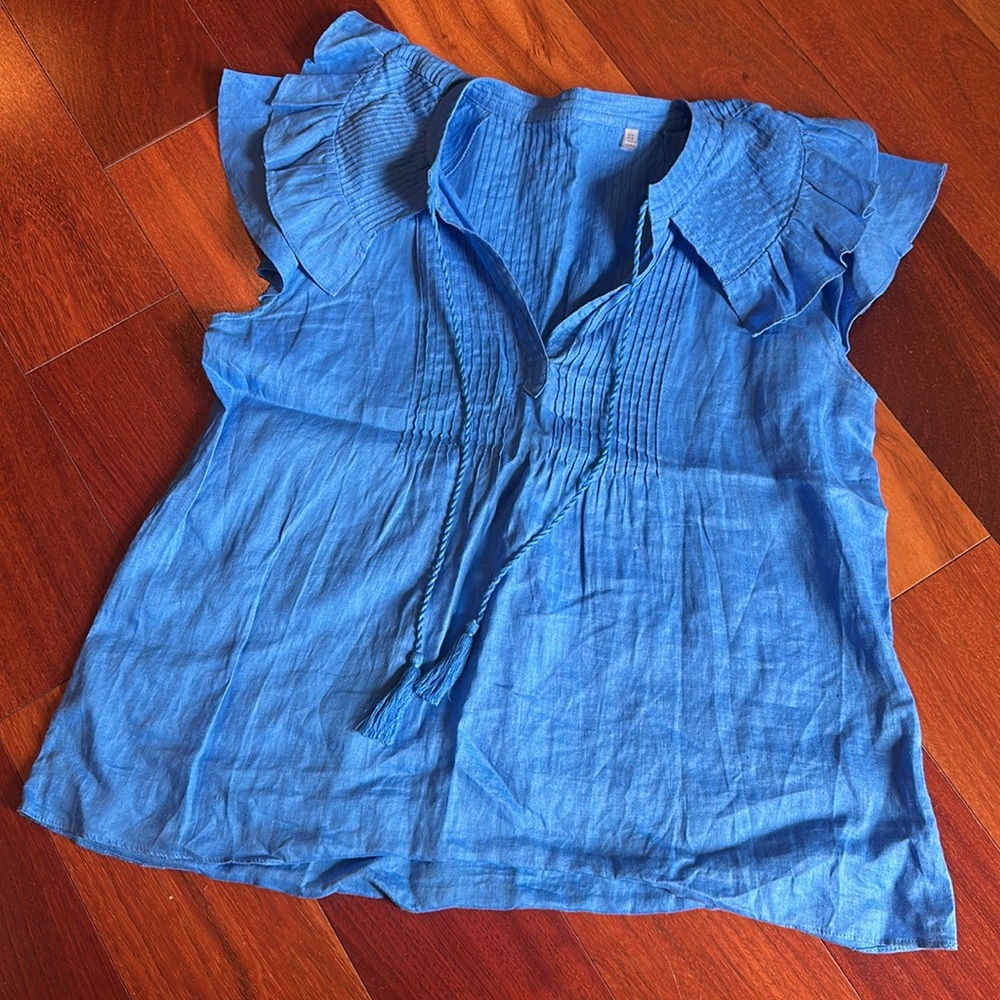 Blue, 100% Linen, Women's Top, Size M, Elie Tahari